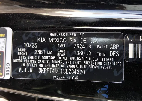 2025 Kia K4 Lxs z USA, uszkodzony, nr VIN 3KPFT4DE1SE234320